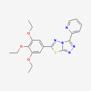 molecular formula C20H21N5O3S B11293674 3-Pyridin-2-yl-6-(3,4,5-triethoxyphenyl)[1,2,4]triazolo[3,4-b][1,3,4]thiadiazole 