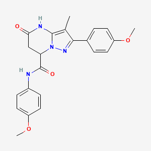 molecular formula C22H22N4O4 B11293691 N,2-bis(4-methoxyphenyl)-3-methyl-5-oxo-4,5,6,7-tetrahydropyrazolo[1,5-a]pyrimidine-7-carboxamide 