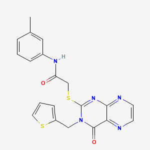 N-(3-methylphenyl)-2-({4-oxo-3-[(thiophen-2-yl)methyl]-3,4-dihydropteridin-2-yl}sulfanyl)acetamide