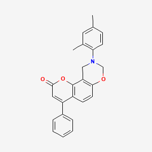 molecular formula C25H21NO3 B11293763 9-(2,4-dimethylphenyl)-4-phenyl-9,10-dihydro-2H,8H-chromeno[8,7-e][1,3]oxazin-2-one 