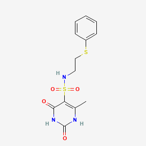 molecular formula C13H15N3O4S2 B11293782 2-hydroxy-4-methyl-6-oxo-N-[2-(phenylsulfanyl)ethyl]-1,6-dihydropyrimidine-5-sulfonamide 