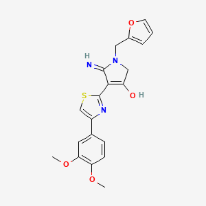 molecular formula C20H19N3O4S B11293786 5-amino-4-[4-(3,4-dimethoxyphenyl)-1,3-thiazol-2-yl]-1-(2-furylmethyl)-1,2-dihydro-3H-pyrrol-3-one 