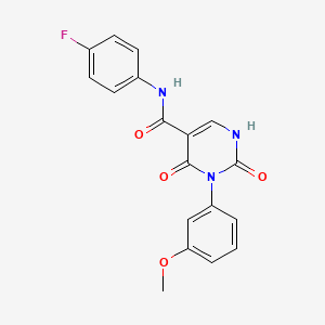 molecular formula C18H14FN3O4 B11293793 N-(4-fluorophenyl)-3-(3-methoxyphenyl)-2,4-dioxo-1,2,3,4-tetrahydropyrimidine-5-carboxamide 