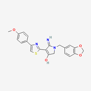 molecular formula C22H19N3O4S B11293808 5-amino-1-(1,3-benzodioxol-5-ylmethyl)-4-[4-(4-methoxyphenyl)-1,3-thiazol-2-yl]-1,2-dihydro-3H-pyrrol-3-one 