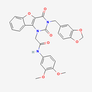 2-(3-(benzo[d][1,3]dioxol-5-ylmethyl)-2,4-dioxo-3,4-dihydrobenzofuro[3,2-d]pyrimidin-1(2H)-yl)-N-(3,4-dimethoxyphenyl)acetamide