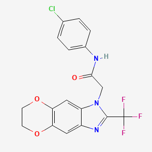 N-(4-chlorophenyl)-2-[2-(trifluoromethyl)-6,7-dihydro-1H-[1,4]dioxino[2,3-f]benzimidazol-1-yl]acetamide