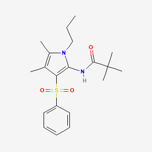 molecular formula C20H28N2O3S B11293907 N-[4,5-dimethyl-3-(phenylsulfonyl)-1-propyl-1H-pyrrol-2-yl]-2,2-dimethylpropanamide 