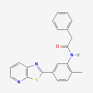 molecular formula C21H17N3OS B11293939 N-(2-Methyl-5-{[1,3]thiazolo[5,4-B]pyridin-2-YL}phenyl)-2-phenylacetamide 