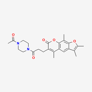 molecular formula C24H28N2O5 B11293953 6-[3-(4-acetylpiperazin-1-yl)-3-oxopropyl]-2,3,5,9-tetramethyl-7H-furo[3,2-g]chromen-7-one 