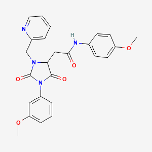 N-(4-methoxyphenyl)-2-[1-(3-methoxyphenyl)-2,5-dioxo-3-(pyridin-2-ylmethyl)imidazolidin-4-yl]acetamide