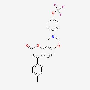 4-(4-methylphenyl)-9-[4-(trifluoromethoxy)phenyl]-9,10-dihydro-2H,8H-chromeno[8,7-e][1,3]oxazin-2-one