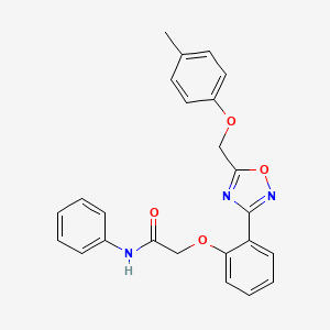 molecular formula C24H21N3O4 B11293994 2-(2-{5-[(4-methylphenoxy)methyl]-1,2,4-oxadiazol-3-yl}phenoxy)-N-phenylacetamide 