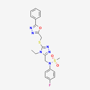 N-[(4-ethyl-5-{[(5-phenyl-1,3,4-oxadiazol-2-yl)methyl]sulfanyl}-4H-1,2,4-triazol-3-yl)methyl]-N-(4-fluorophenyl)methanesulfonamide