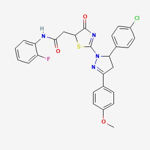 2-{2-[5-(4-chlorophenyl)-3-(4-methoxyphenyl)-4,5-dihydro-1H-pyrazol-1-yl]-4-oxo-4,5-dihydro-1,3-thiazol-5-yl}-N-(2-fluorophenyl)acetamide