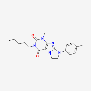 molecular formula C20H25N5O2 B11294059 1-methyl-8-(4-methylphenyl)-3-pentyl-1H,2H,3H,4H,6H,7H,8H-imidazo[1,2-g]purine-2,4-dione 