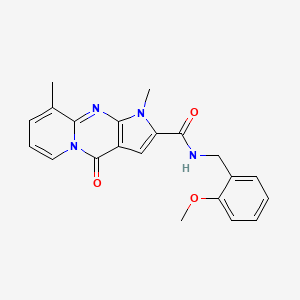 molecular formula C21H20N4O3 B11294107 N-(2-methoxybenzyl)-1,9-dimethyl-4-oxo-1,4-dihydropyrido[1,2-a]pyrrolo[2,3-d]pyrimidine-2-carboxamide 