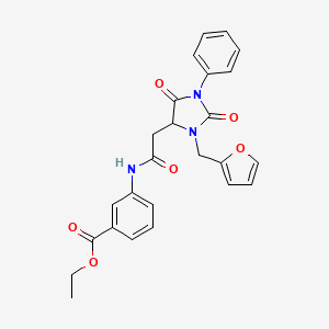 Ethyl 3-({[3-(furan-2-ylmethyl)-2,5-dioxo-1-phenylimidazolidin-4-yl]acetyl}amino)benzoate