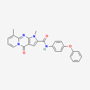 molecular formula C25H20N4O3 B11294134 1,9-dimethyl-4-oxo-N-(4-phenoxyphenyl)-1,4-dihydropyrido[1,2-a]pyrrolo[2,3-d]pyrimidine-2-carboxamide 