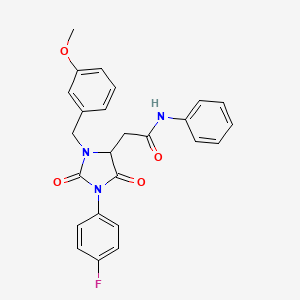 molecular formula C25H22FN3O4 B11294150 2-[1-(4-fluorophenyl)-3-(3-methoxybenzyl)-2,5-dioxoimidazolidin-4-yl]-N-phenylacetamide 