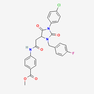 Methyl 4-({[1-(4-chlorophenyl)-3-(4-fluorobenzyl)-2,5-dioxoimidazolidin-4-yl]acetyl}amino)benzoate