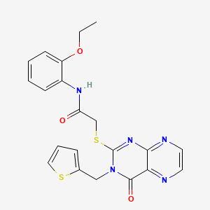 N-(2-ethoxyphenyl)-2-({4-oxo-3-[(thiophen-2-yl)methyl]-3,4-dihydropteridin-2-yl}sulfanyl)acetamide