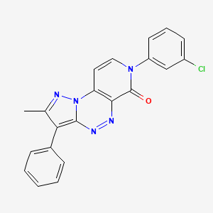 molecular formula C21H14ClN5O B11294262 7-(3-chlorophenyl)-2-methyl-3-phenylpyrazolo[5,1-c]pyrido[4,3-e][1,2,4]triazin-6(7H)-one 