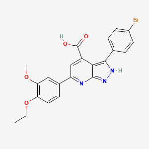 molecular formula C22H18BrN3O4 B11294271 3-(4-bromophenyl)-6-(4-ethoxy-3-methoxyphenyl)-1H-pyrazolo[3,4-b]pyridine-4-carboxylic acid 