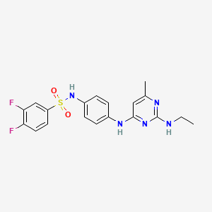 molecular formula C19H19F2N5O2S B11294330 N-(4-((2-(ethylamino)-6-methylpyrimidin-4-yl)amino)phenyl)-3,4-difluorobenzenesulfonamide 