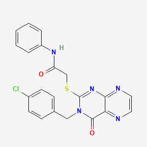 2-({3-[(4-chlorophenyl)methyl]-4-oxo-3,4-dihydropteridin-2-yl}sulfanyl)-N-phenylacetamide