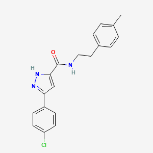 molecular formula C19H18ClN3O B11294336 3-(4-chlorophenyl)-N-[2-(4-methylphenyl)ethyl]-1H-pyrazole-5-carboxamide 