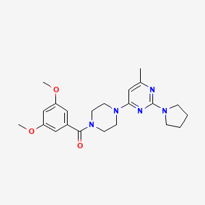 molecular formula C22H29N5O3 B11294351 (3,5-Dimethoxyphenyl)(4-(6-methyl-2-(pyrrolidin-1-yl)pyrimidin-4-yl)piperazin-1-yl)methanone 