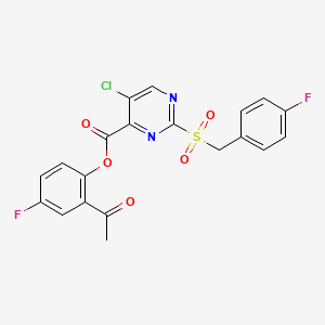 2-Acetyl-4-fluorophenyl 5-chloro-2-[(4-fluorobenzyl)sulfonyl]pyrimidine-4-carboxylate