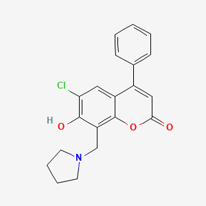 molecular formula C20H18ClNO3 B11294363 6-chloro-7-hydroxy-4-phenyl-8-(pyrrolidin-1-ylmethyl)-2H-chromen-2-one 