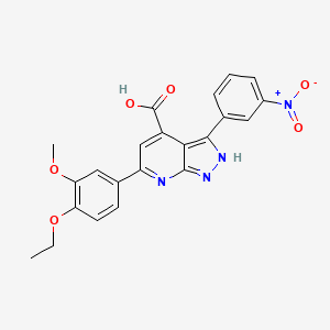 6-(4-ethoxy-3-methoxyphenyl)-3-(3-nitrophenyl)-1H-pyrazolo[3,4-b]pyridine-4-carboxylic acid