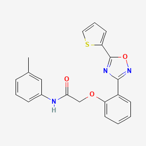 molecular formula C21H17N3O3S B11294397 N-(3-methylphenyl)-2-{2-[5-(thiophen-2-yl)-1,2,4-oxadiazol-3-yl]phenoxy}acetamide 