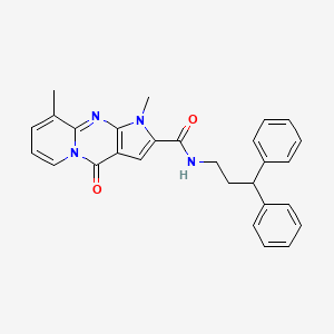 molecular formula C28H26N4O2 B11294402 N-(3,3-diphenylpropyl)-1,9-dimethyl-4-oxo-1,4-dihydropyrido[1,2-a]pyrrolo[2,3-d]pyrimidine-2-carboxamide 