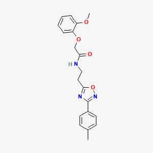 molecular formula C20H21N3O4 B11294415 2-(2-methoxyphenoxy)-N-{2-[3-(4-methylphenyl)-1,2,4-oxadiazol-5-yl]ethyl}acetamide 