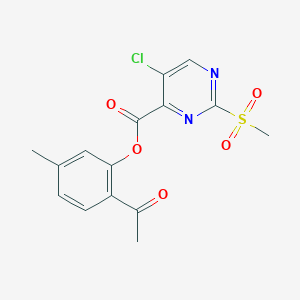 molecular formula C15H13ClN2O5S B11294479 2-Acetyl-5-methylphenyl 5-chloro-2-(methylsulfonyl)pyrimidine-4-carboxylate 