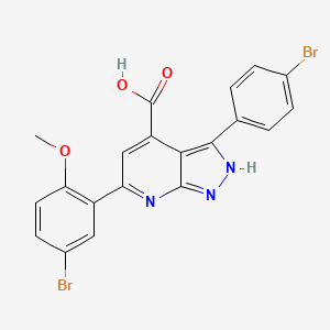 molecular formula C20H13Br2N3O3 B11294545 6-(5-bromo-2-methoxyphenyl)-3-(4-bromophenyl)-1H-pyrazolo[3,4-b]pyridine-4-carboxylic acid 