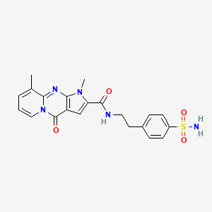 molecular formula C21H21N5O4S B11294554 1,9-dimethyl-4-oxo-N-[2-(4-sulfamoylphenyl)ethyl]-1,4-dihydropyrido[1,2-a]pyrrolo[2,3-d]pyrimidine-2-carboxamide 