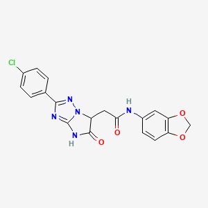 molecular formula C19H14ClN5O4 B11294560 N-(1,3-benzodioxol-5-yl)-2-[2-(4-chlorophenyl)-5-oxo-5,6-dihydro-4H-imidazo[1,2-b][1,2,4]triazol-6-yl]acetamide 