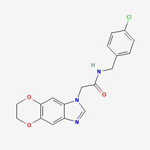 molecular formula C18H16ClN3O3 B11294564 N-(4-chlorobenzyl)-2-(6,7-dihydro-1H-[1,4]dioxino[2,3-f]benzimidazol-1-yl)acetamide 