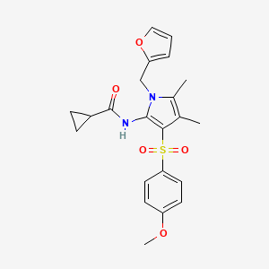 N-{1-(furan-2-ylmethyl)-3-[(4-methoxyphenyl)sulfonyl]-4,5-dimethyl-1H-pyrrol-2-yl}cyclopropanecarboxamide