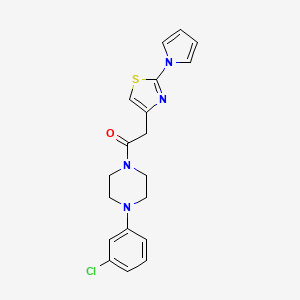 molecular formula C19H19ClN4OS B11294628 1-[4-(3-chlorophenyl)piperazin-1-yl]-2-[2-(1H-pyrrol-1-yl)-1,3-thiazol-4-yl]ethanone 