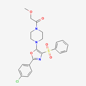 molecular formula C22H22ClN3O5S B11294647 1-{4-[2-(4-Chlorophenyl)-4-(phenylsulfonyl)-1,3-oxazol-5-yl]piperazin-1-yl}-2-methoxyethanone 