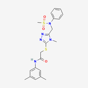 molecular formula C21H25N5O3S2 B11294676 N-(3,5-dimethylphenyl)-2-[(4-methyl-5-{[(methylsulfonyl)(phenyl)amino]methyl}-4H-1,2,4-triazol-3-yl)sulfanyl]acetamide 