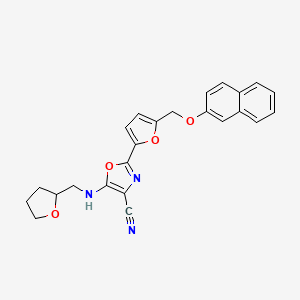 2-{5-[(Naphthalen-2-yloxy)methyl]furan-2-yl}-5-[(tetrahydrofuran-2-ylmethyl)amino]-1,3-oxazole-4-carbonitrile