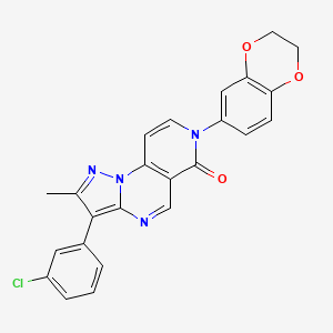 molecular formula C24H17ClN4O3 B11294710 3-(3-chlorophenyl)-7-(2,3-dihydro-1,4-benzodioxin-6-yl)-2-methylpyrazolo[1,5-a]pyrido[3,4-e]pyrimidin-6(7H)-one 