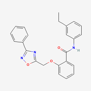 molecular formula C24H21N3O3 B11294732 N-(3-ethylphenyl)-2-[(3-phenyl-1,2,4-oxadiazol-5-yl)methoxy]benzamide 