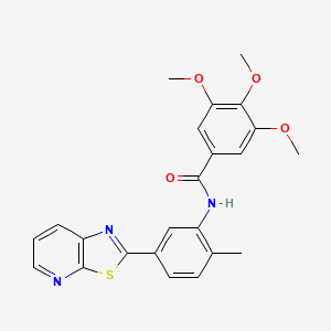 molecular formula C23H21N3O4S B11294734 3,4,5-Trimethoxy-N-(2-methyl-5-{[1,3]thiazolo[5,4-B]pyridin-2-YL}phenyl)benzamide 